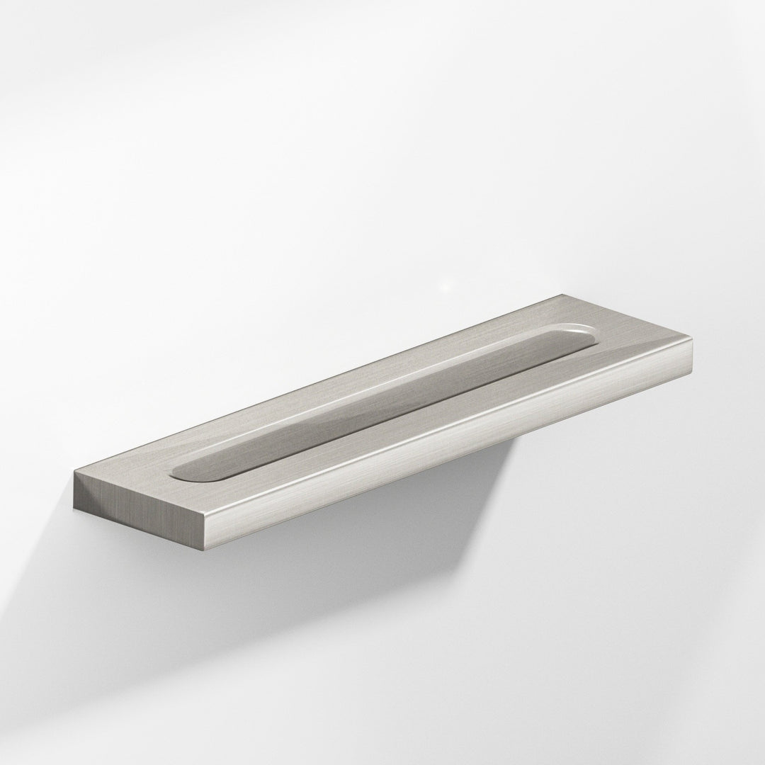 Colonial Bronze 717 Rectangular flat Cabinet Pull with finger indents in Satin Nickel