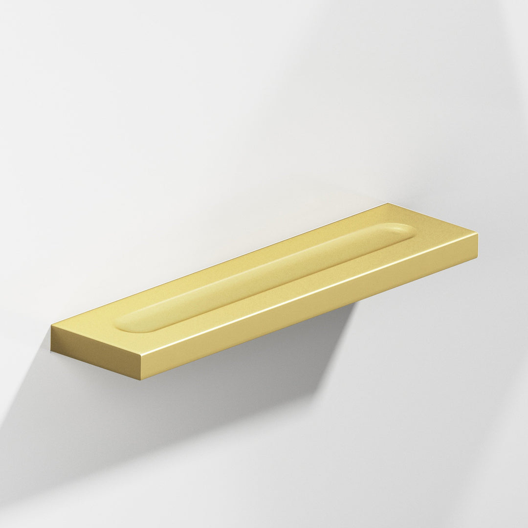 Colonial Bronze 717 Rectangular flat Cabinet Pull with finger indents in Matte Satin Brass