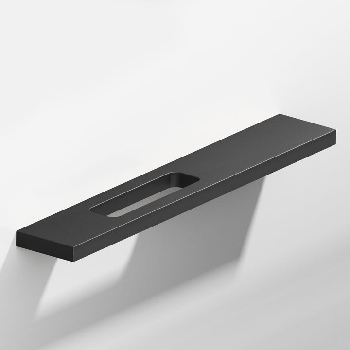 Colonial Bronze 719 Rectangular Cabinet Pull with offset cutout in Matte Satin Black