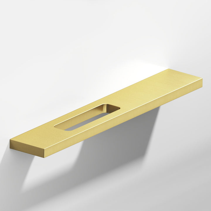Colonial Bronze 719 Rectangular Cabinet Pull with offset cutout in Matte Satin Brass