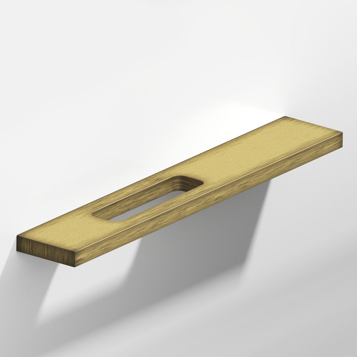 Colonial Bronze 719 Rectangular Cabinet Pull with offset cutout in Matte Antique Satin Brass