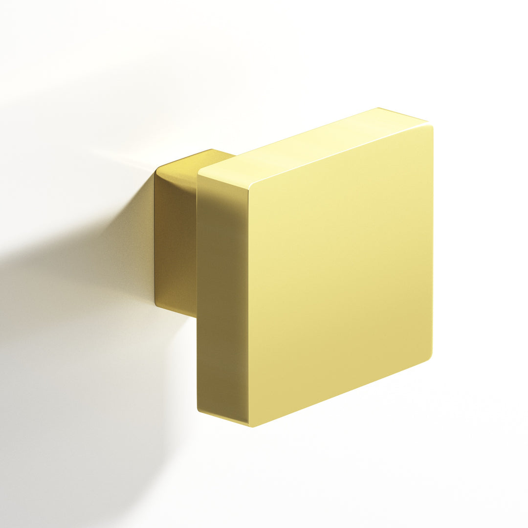 Colonial Bronze 749 Square Cabinet Knob with rectangular post in Unlacquered Polished Brass