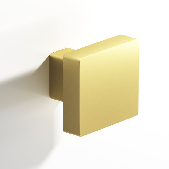 Colonial Bronze 749 Square Cabinet Knob with rectangular post in Matte Satin Brass