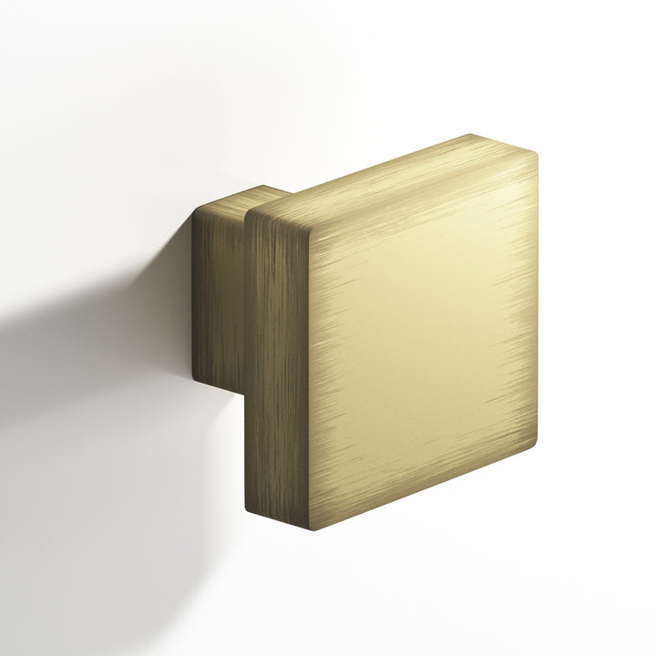 Colonial Bronze 749 Square Cabinet Knob with rectangular post in Matte Antique Satin Brass