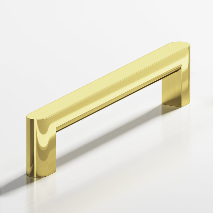 Colonial Bronze 765 Square Cabinet Pull with rounded back and ends in Unlacquered Polished Brass