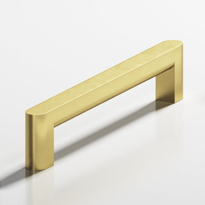 Colonial Bronze 765 Square Cabinet Pull with rounded back and ends in Matte Satin Brass