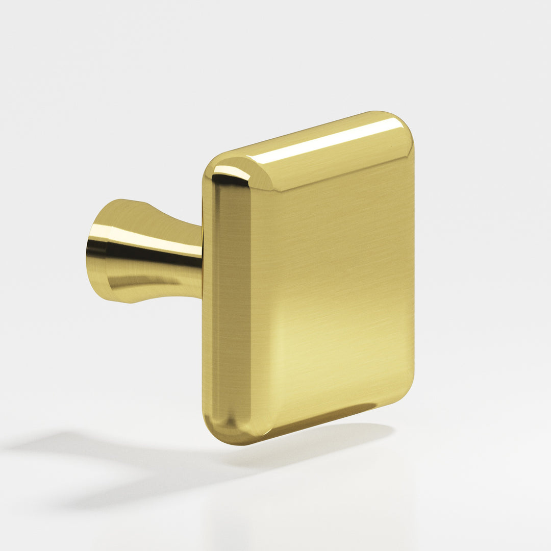 Colonial Bronze 767 Square radiused Cabinet Knob in Unlacquered Polished Brass