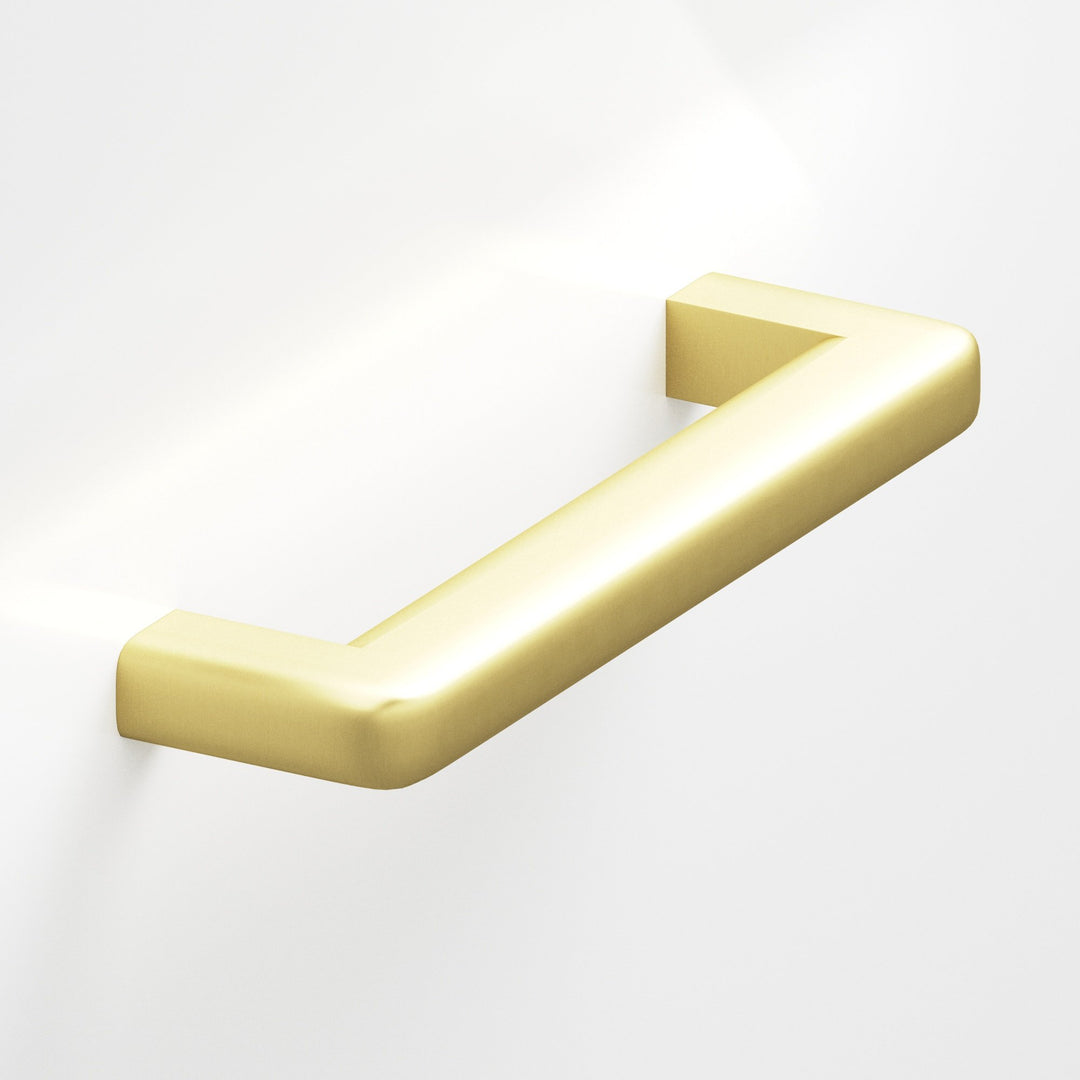 Colonial Bronze 785 Square Cabinet Pull with rounded back and radiused edges in Matte Satin Brass