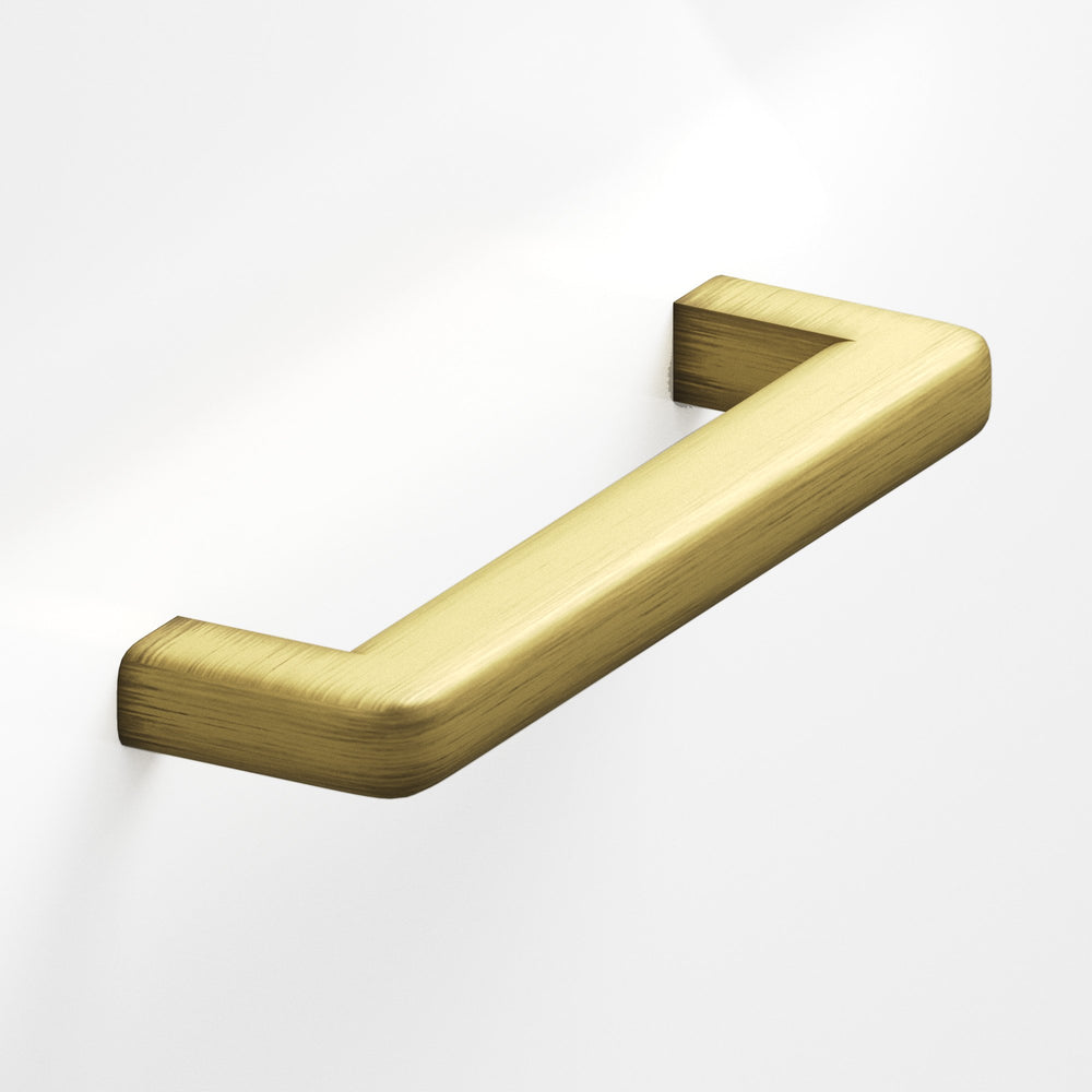 Colonial Bronze 785 Square Cabinet Pull with rounded back and radiused edges in Matte Antique Satin Brass