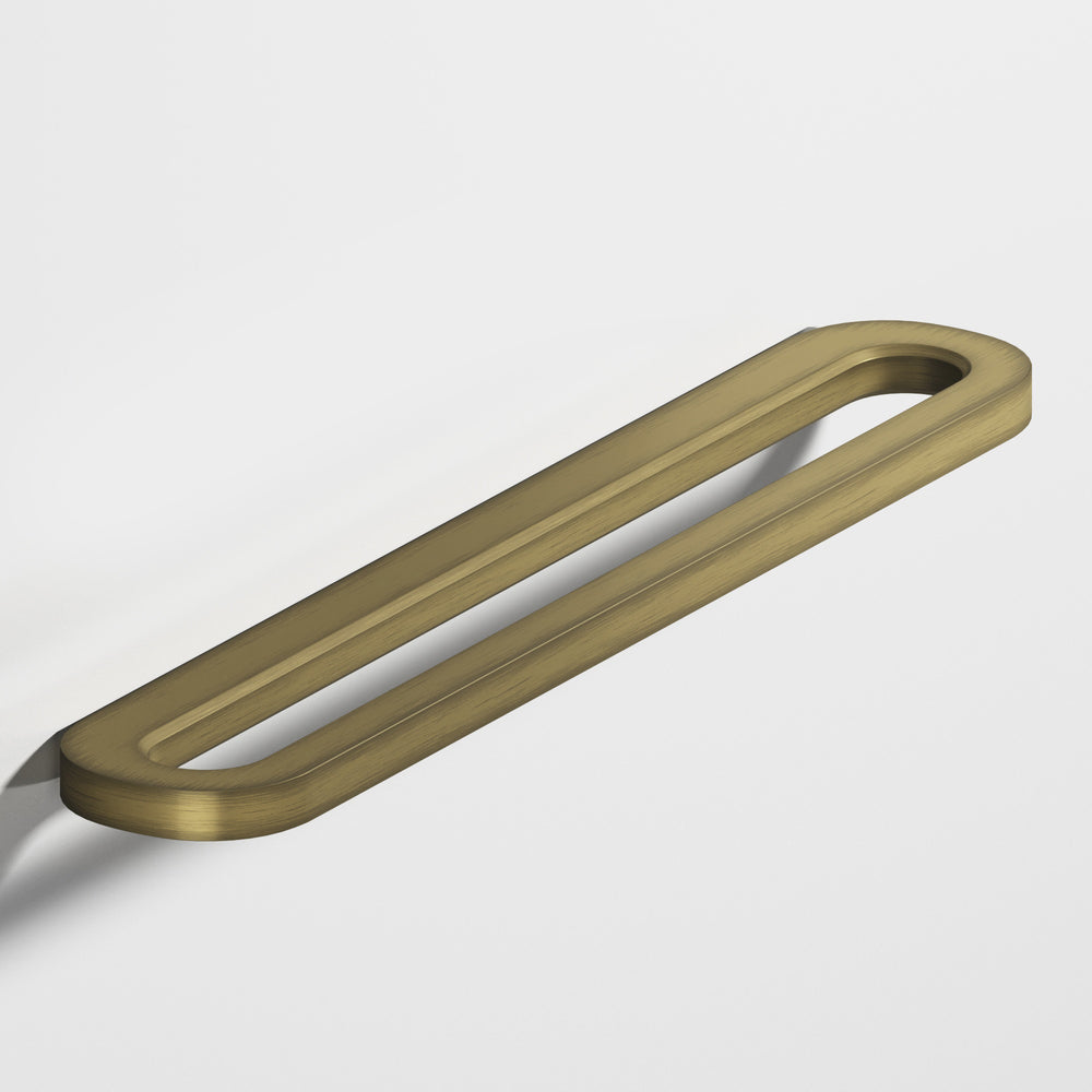 Colonial Bronze 890 Fully rounded racetrack Cabinet Knob in Matte Antique Satin Brass