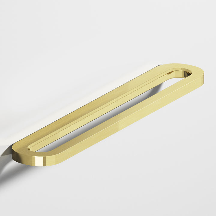 Colonial Bronze 892 Fully rounded racetrack Appliance Pull in Unlacquered Polished Brass