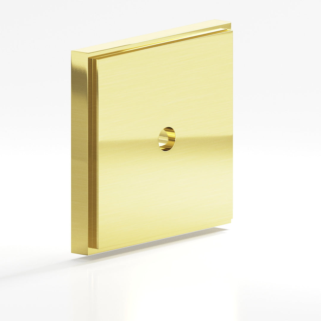 Colonial Bronze 9623 Square stepped Backplate for use with 8-32 screw in Unlacquered Polished Brass
