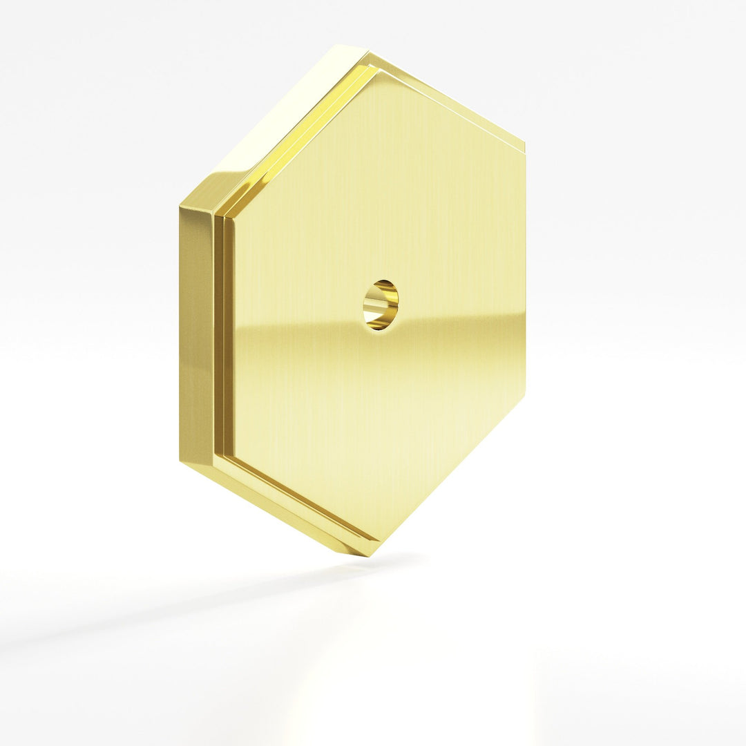 Colonial Bronze 9626 Hexagonal stepped Backplate for use with 8-32 screw in Unlacquered Polished Brass