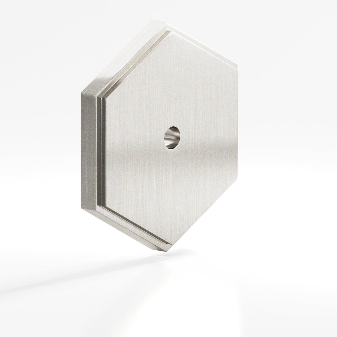 Colonial Bronze 9627 Hexagonal stepped Backplate for use with 8-32 screw in Satin Nickel