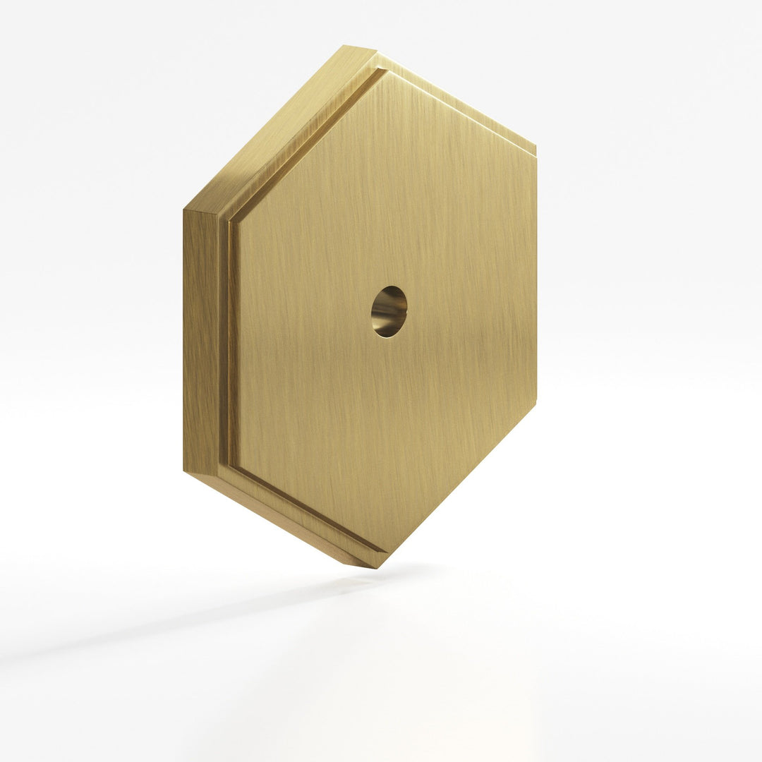 Colonial Bronze 9628 Hexagonal stepped Backplate for use with 8-32 screw in Antique Brass