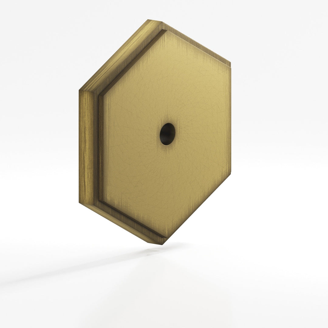 Colonial Bronze 9626 Hexagonal stepped Backplate for use with 8-32 screw in Matte Antique Satin Brass