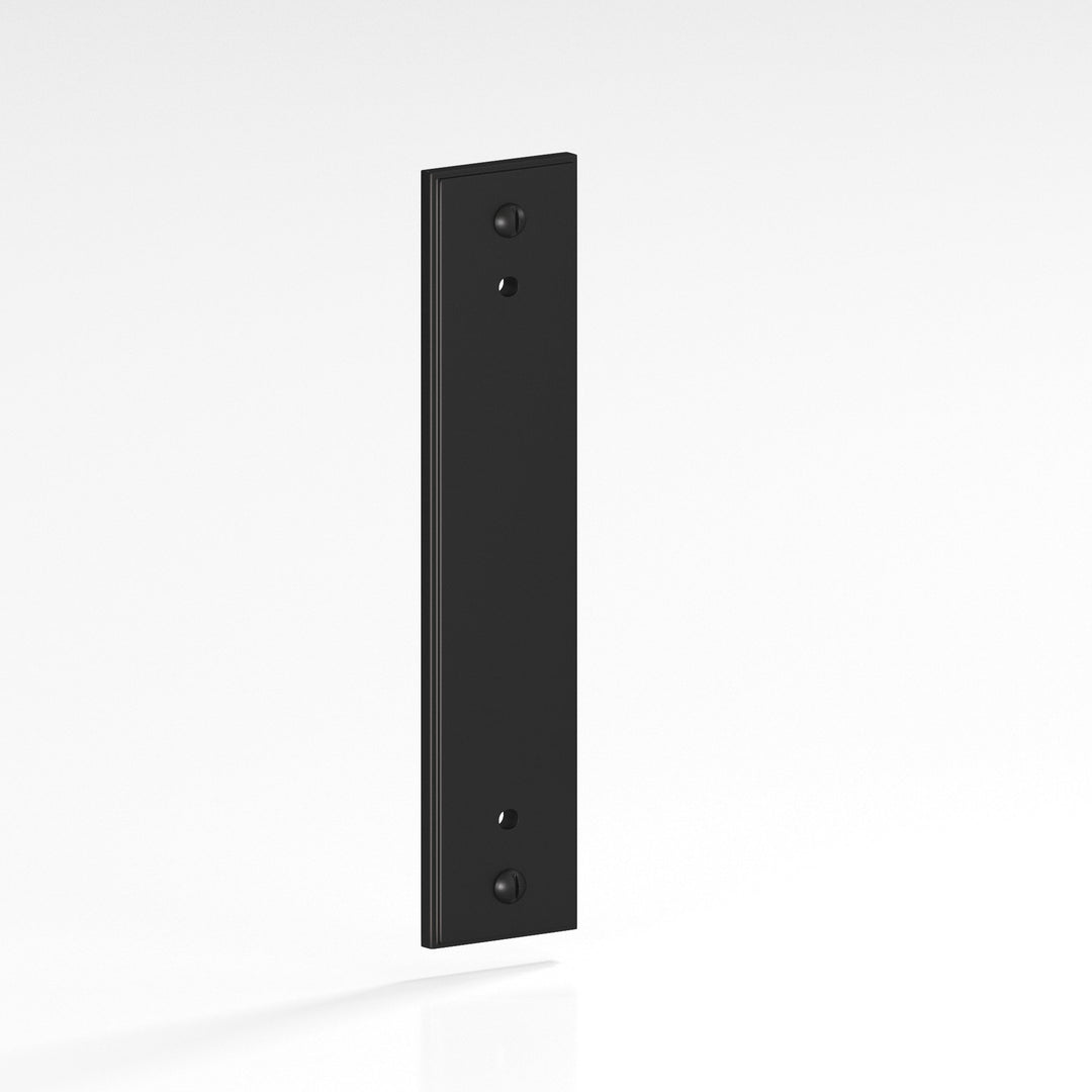 Colonial Bronze 9848 Rectangular stepped Backplate with exposed finished screws for use with 8-32 screws in Matte Satin Black
