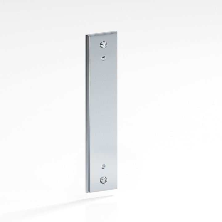 Colonial Bronze 9949 Rectangular stepped Backplate with exposed finished screws for use with 8-32 screws in Polished Chrome