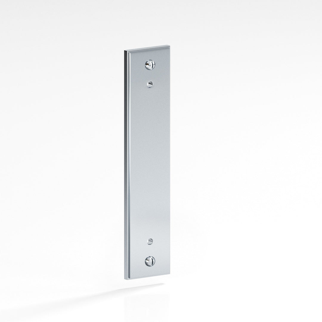 Colonial Bronze 9848 Rectangular stepped Backplate with exposed finished screws for use with 8-32 screws in Polished Chrome