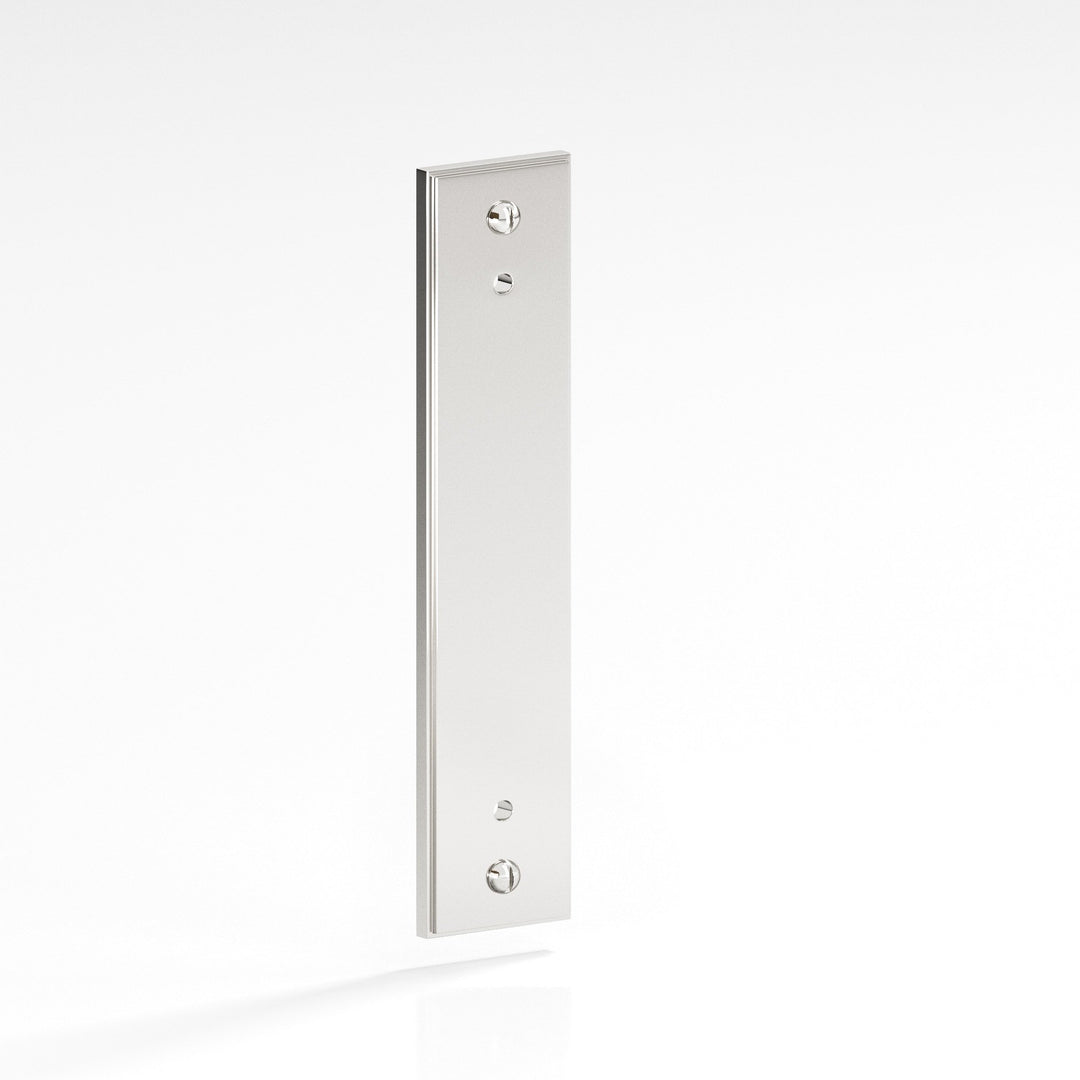 Colonial Bronze 9949 Rectangular stepped Backplate with exposed finished screws for use with 8-32 screws in Polished Nickel
