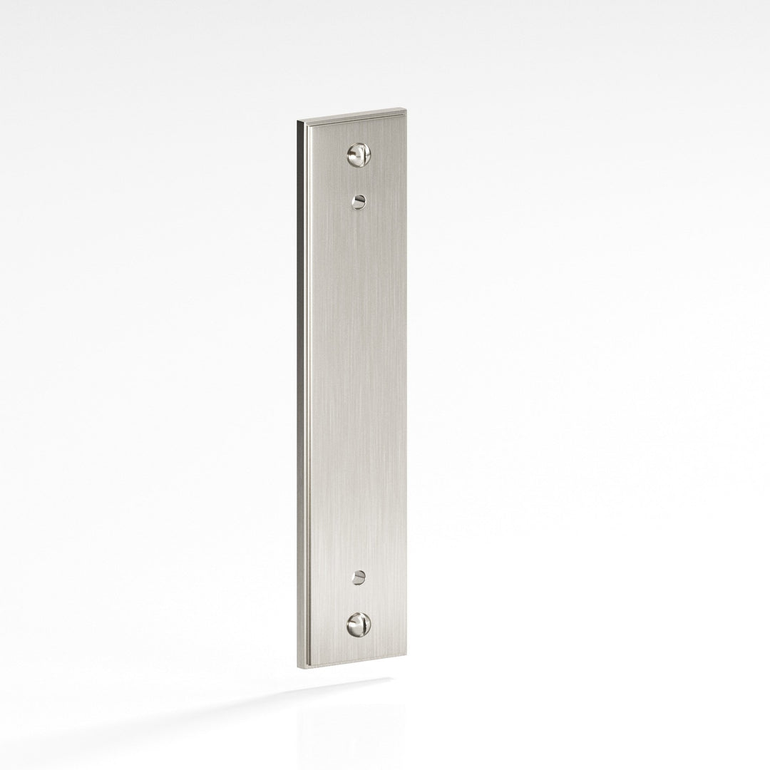 Colonial Bronze 9848 Rectangular stepped Backplate with exposed finished screws for use with 8-32 screws in Satin Nickel