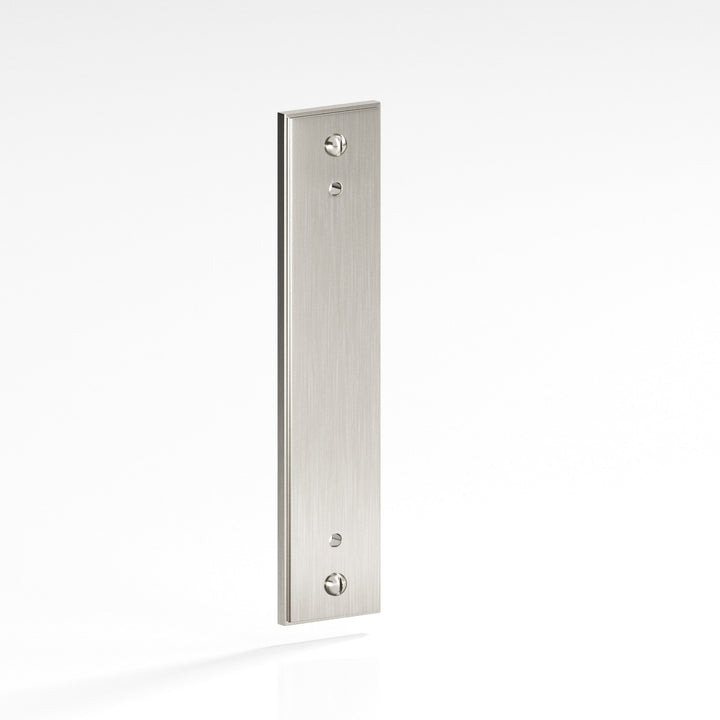 Colonial Bronze 9848 Rectangular stepped Backplate with exposed finished screws for use with 8-32 screws in Satin Nickel
