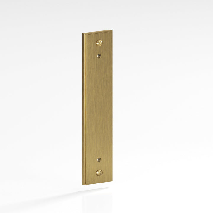 Colonial Bronze 9849 Rectangular stepped Backplate with exposed finished screws for use with 8-32 screws in Antique Brass
