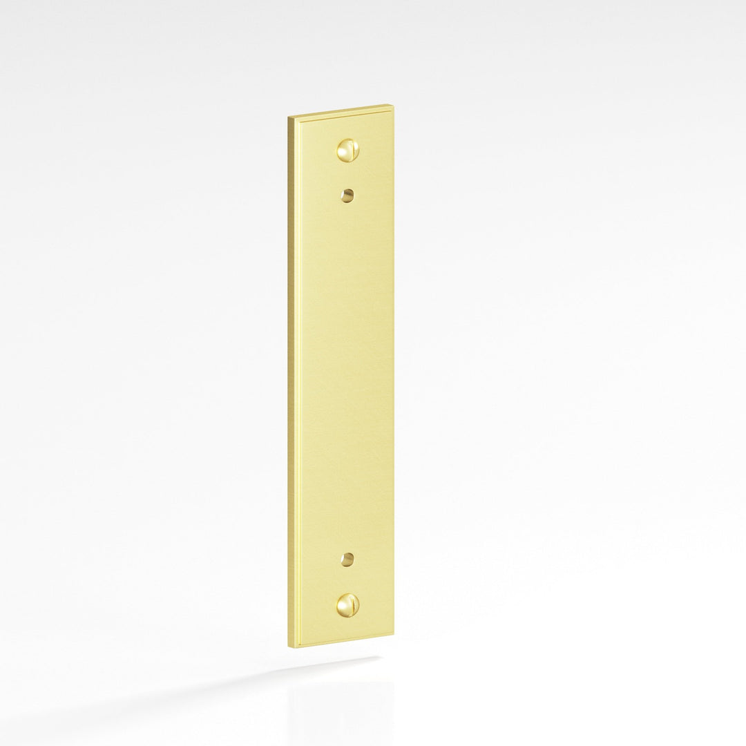 Colonial Bronze 9849 Rectangular stepped Backplate with exposed finished screws for use with 8-32 screws in Matte Satin Brass
