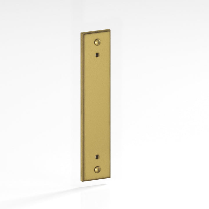 Colonial Bronze 9949 Rectangular stepped Backplate with exposed finished screws for use with 8-32 screws in Matte Antique Satin Brass