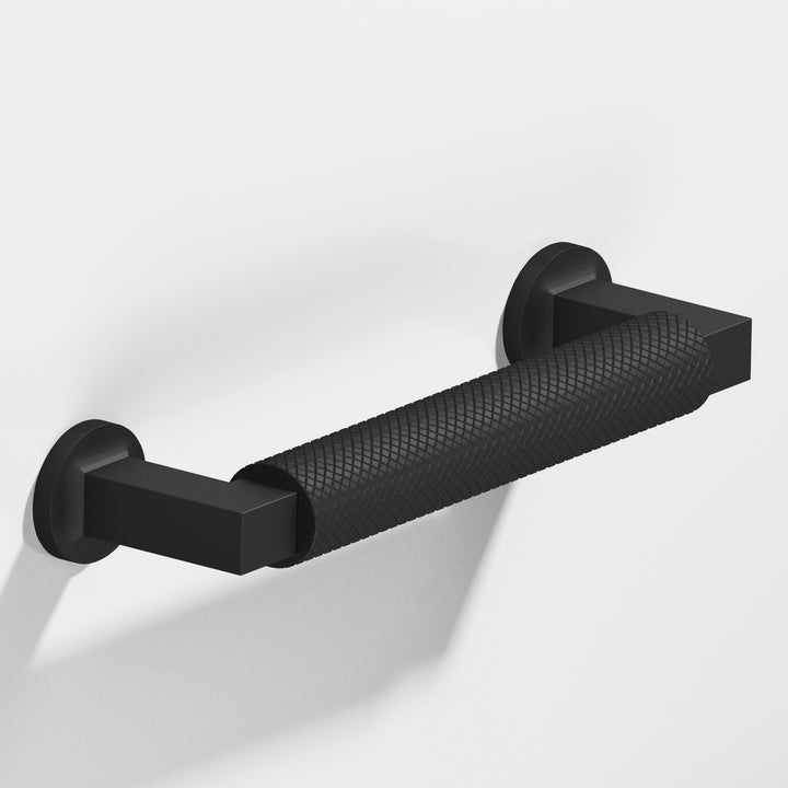 Colonial Bronze 1366 Round diamond-knurled Gropius-style Cabinet Pull in Matte Satin Black