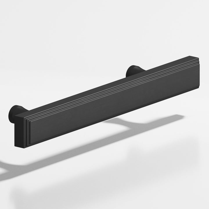 Colonial Bronze 941 Rectangular stepped Cabinet Pull with flared posts in Matte Satin Black