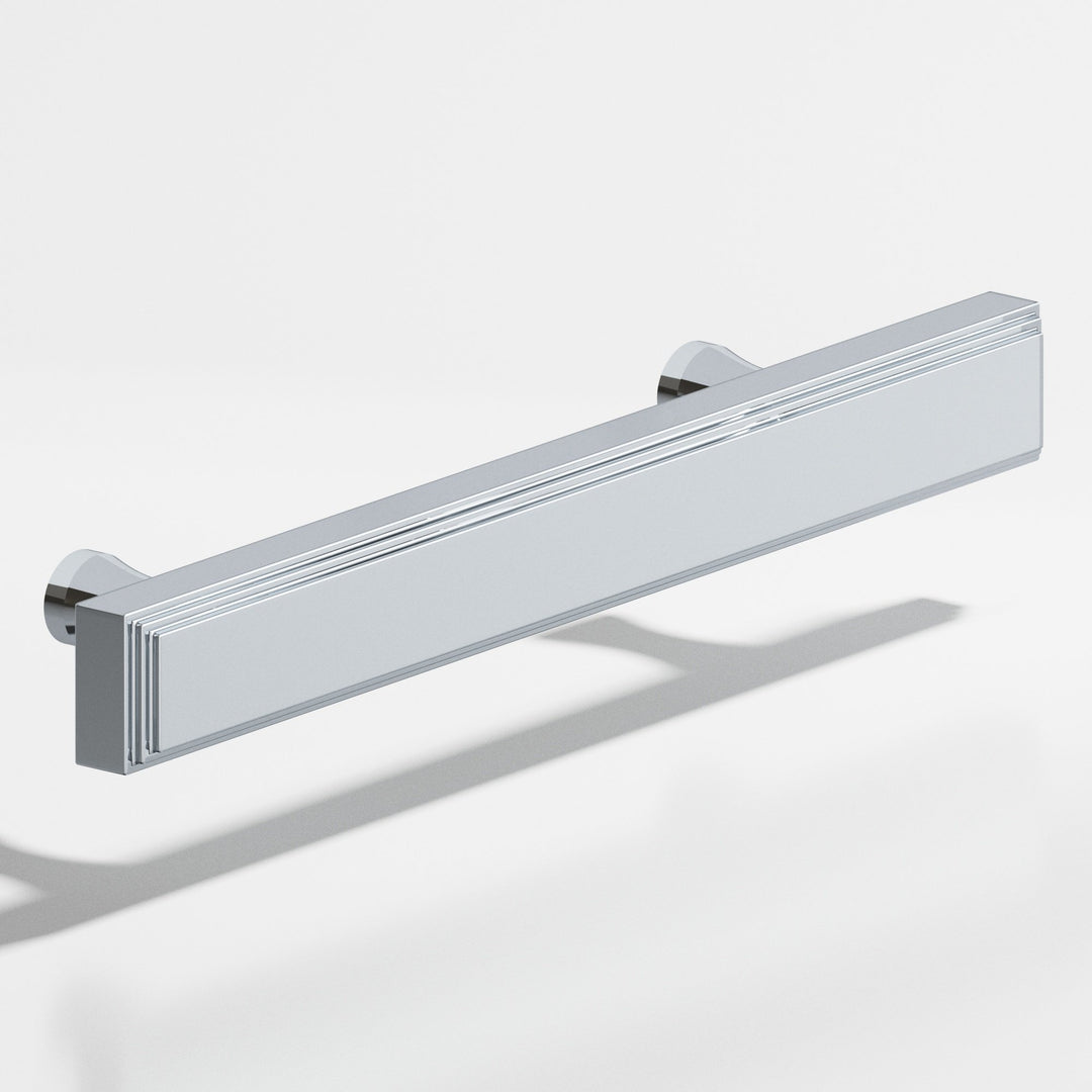Colonial Bronze 941 Rectangular stepped Cabinet Pull with flared posts in Polished Chrome