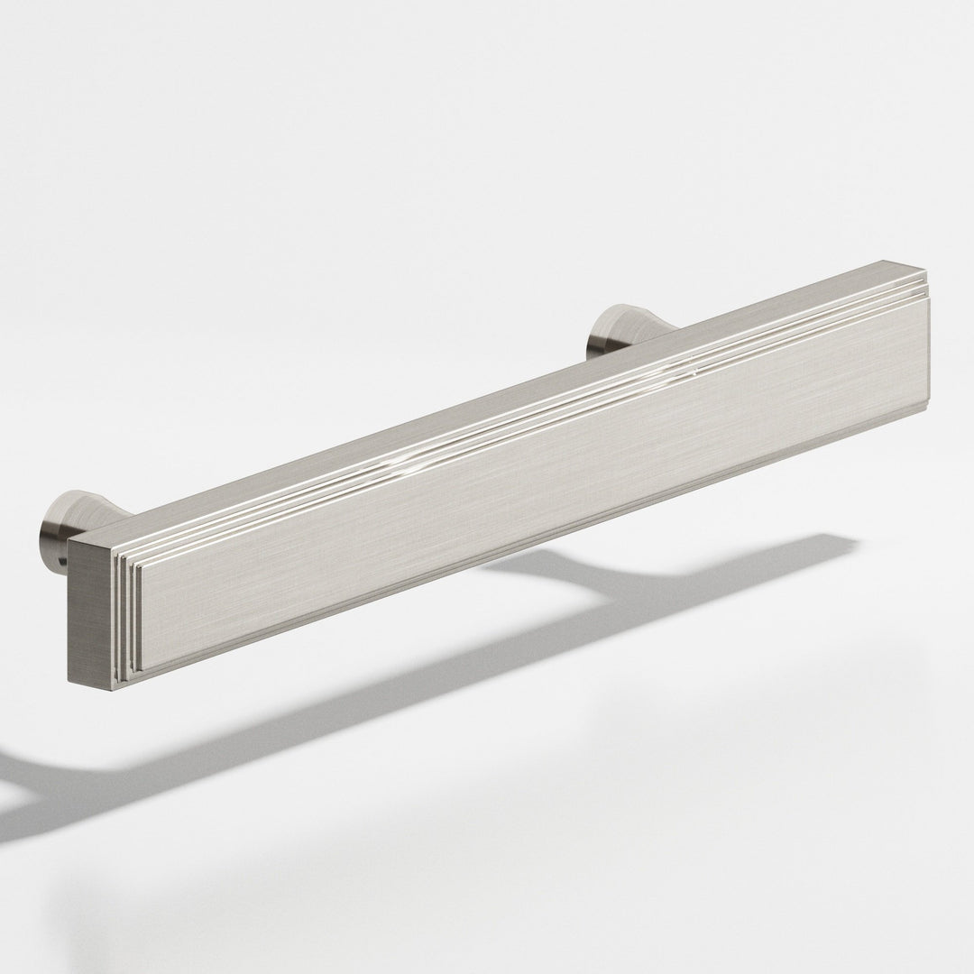 Colonial Bronze 941 Rectangular stepped Cabinet Pull with flared posts in Satin Nickel