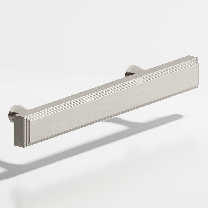 Colonial Bronze 941 Rectangular stepped Cabinet Pull with flared posts in Satin Nickel