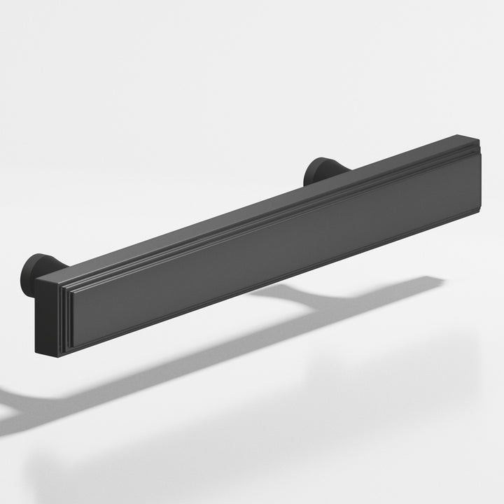 Colonial Bronze 941 Rectangular stepped Cabinet Pull with flared posts in Matte Graphite