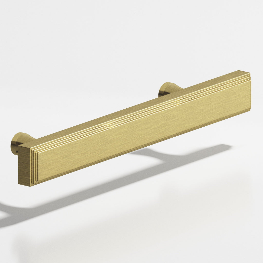 Colonial Bronze 941 Rectangular stepped Cabinet Pull with flared posts in Antique Brass