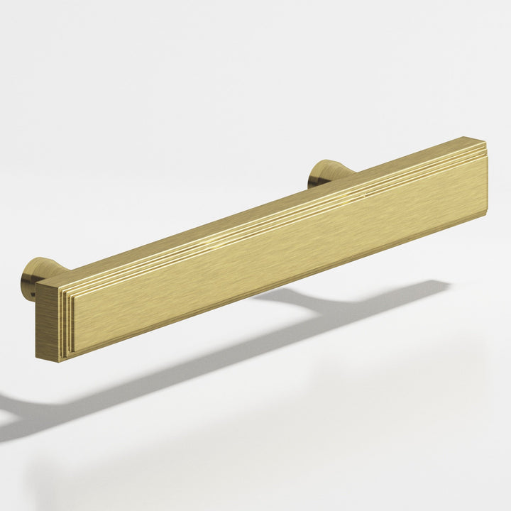 Colonial Bronze 941 Rectangular stepped Cabinet Pull with flared posts in Antique Brass