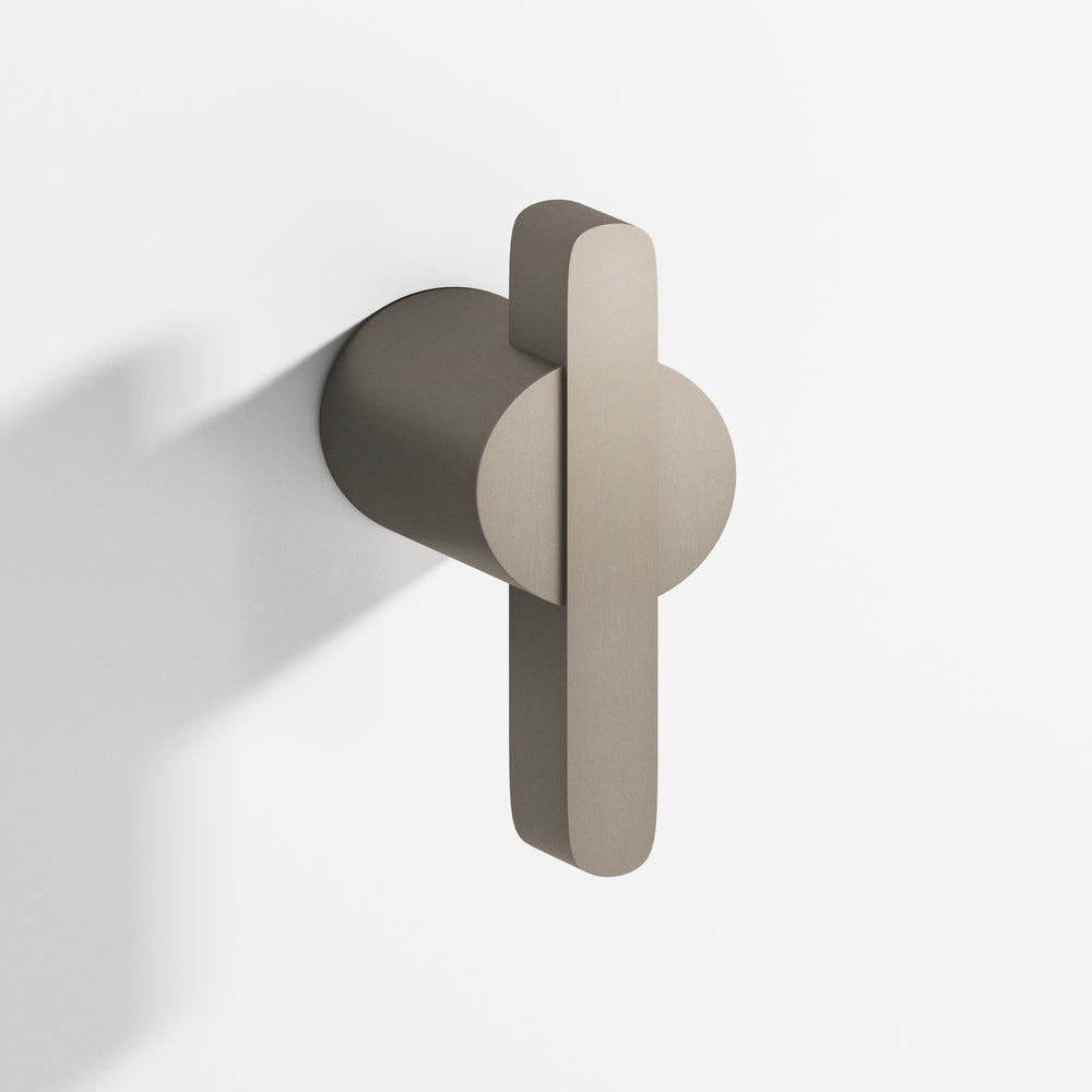 Colonial Bronze 1331 Round offset and striped T Cabinet Knob in Matte Pewter