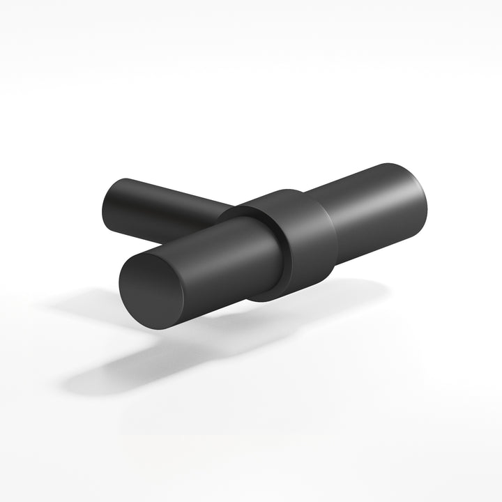 Colonial Bronze 1501 Round collared T Cabinet Knob with straight post in Matte Graphite