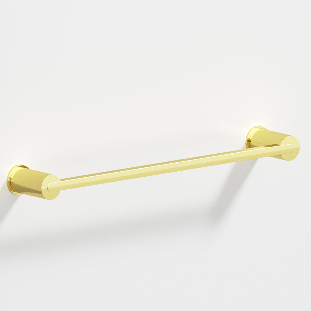 Colonial Bronze 43 Rectangular Towel Bar fully encapsulated by round posts in Unlacquered Polished Brass