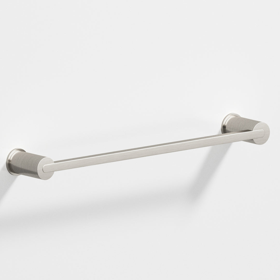 Colonial Bronze 43 Rectangular Towel Bar fully encapsulated by round posts in Satin Nickel