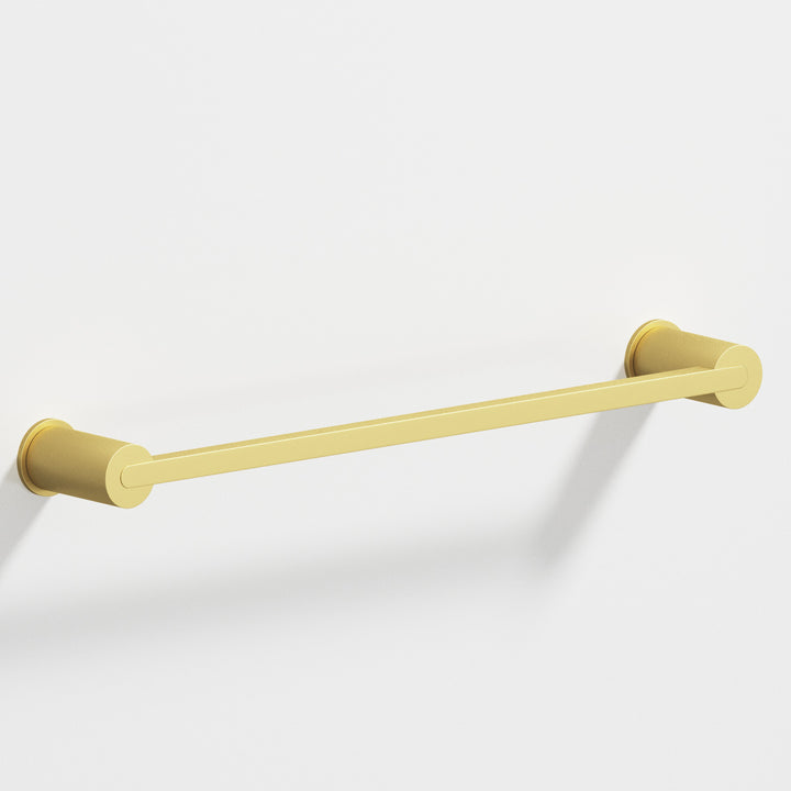 Colonial Bronze 43 Rectangular Towel Bar fully encapsulated by round posts in Matte Satin Brass