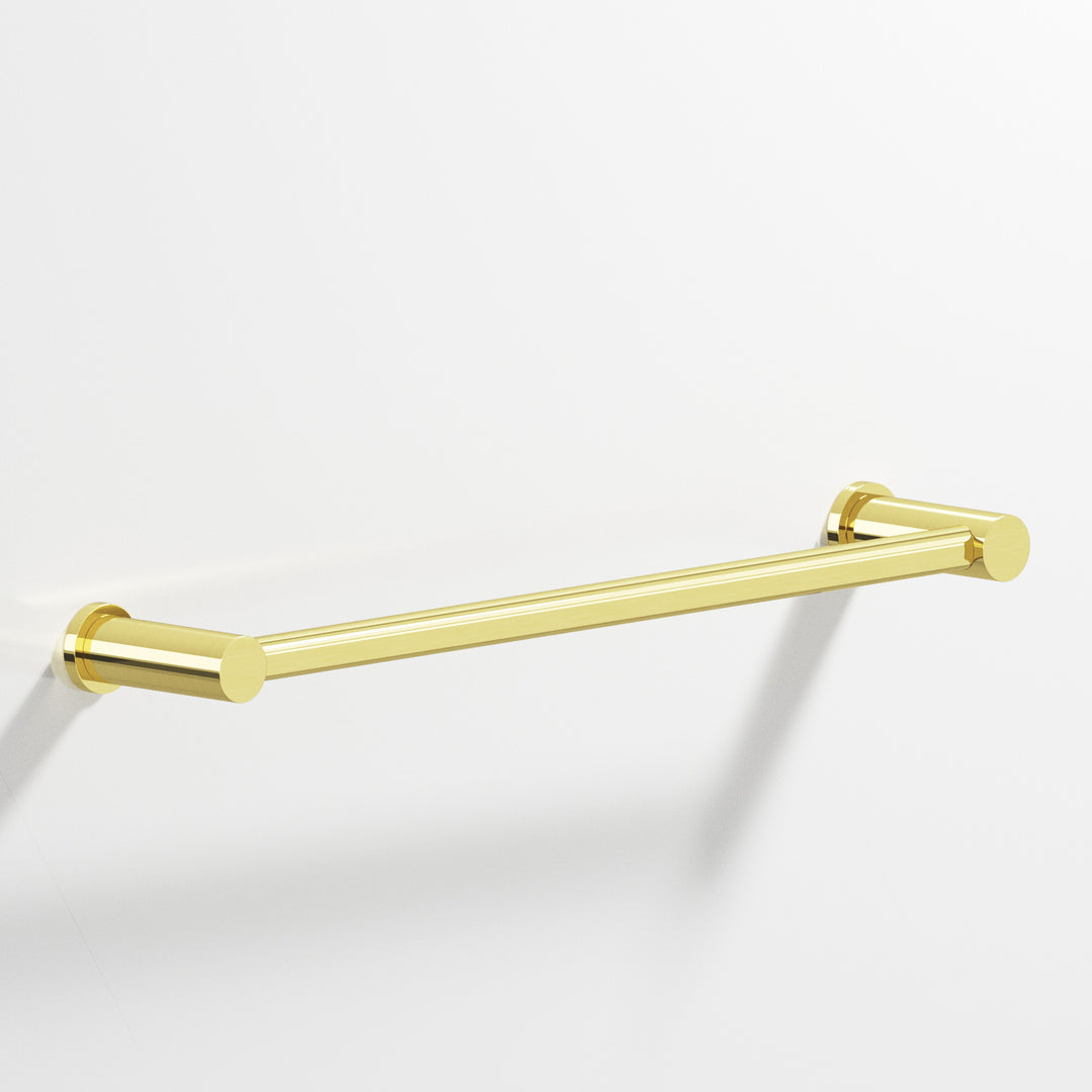 Colonial Bronze 44 Round Towel Bar fully encapsulated by round posts in Unlacquered Polished Brass