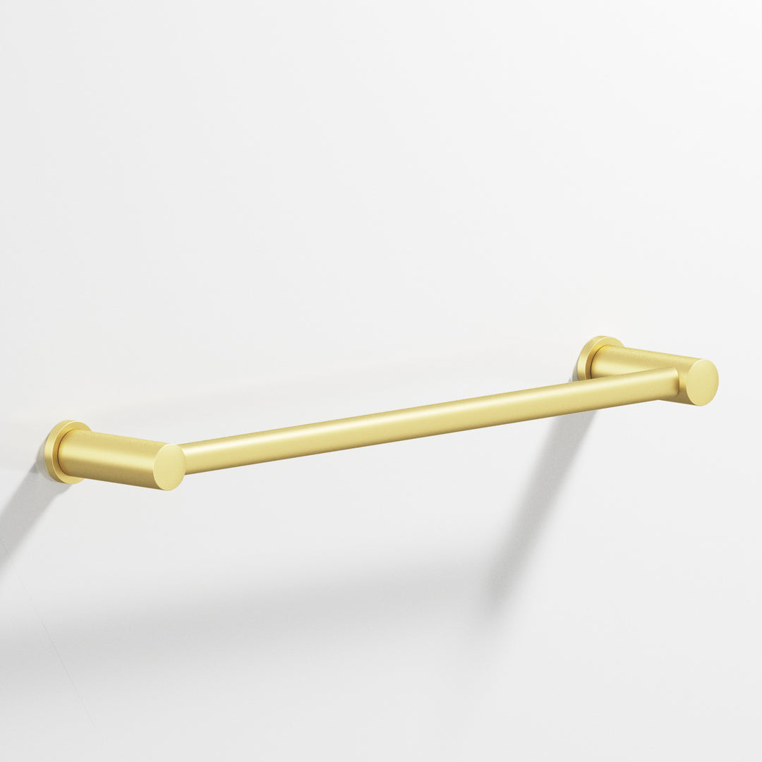 Colonial Bronze 44 Round Towel Bar fully encapsulated by round posts in Matte Satin Brass