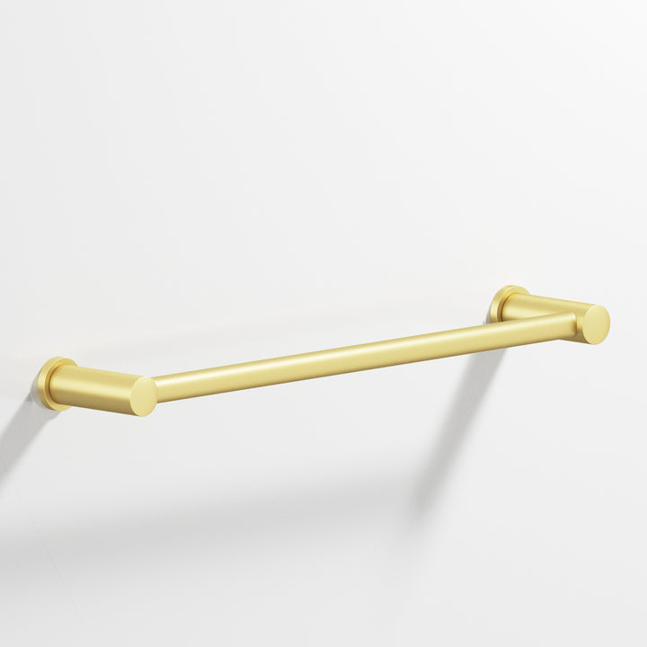 Colonial Bronze 44 Round Towel Bar fully encapsulated by round posts in Matte Satin Brass