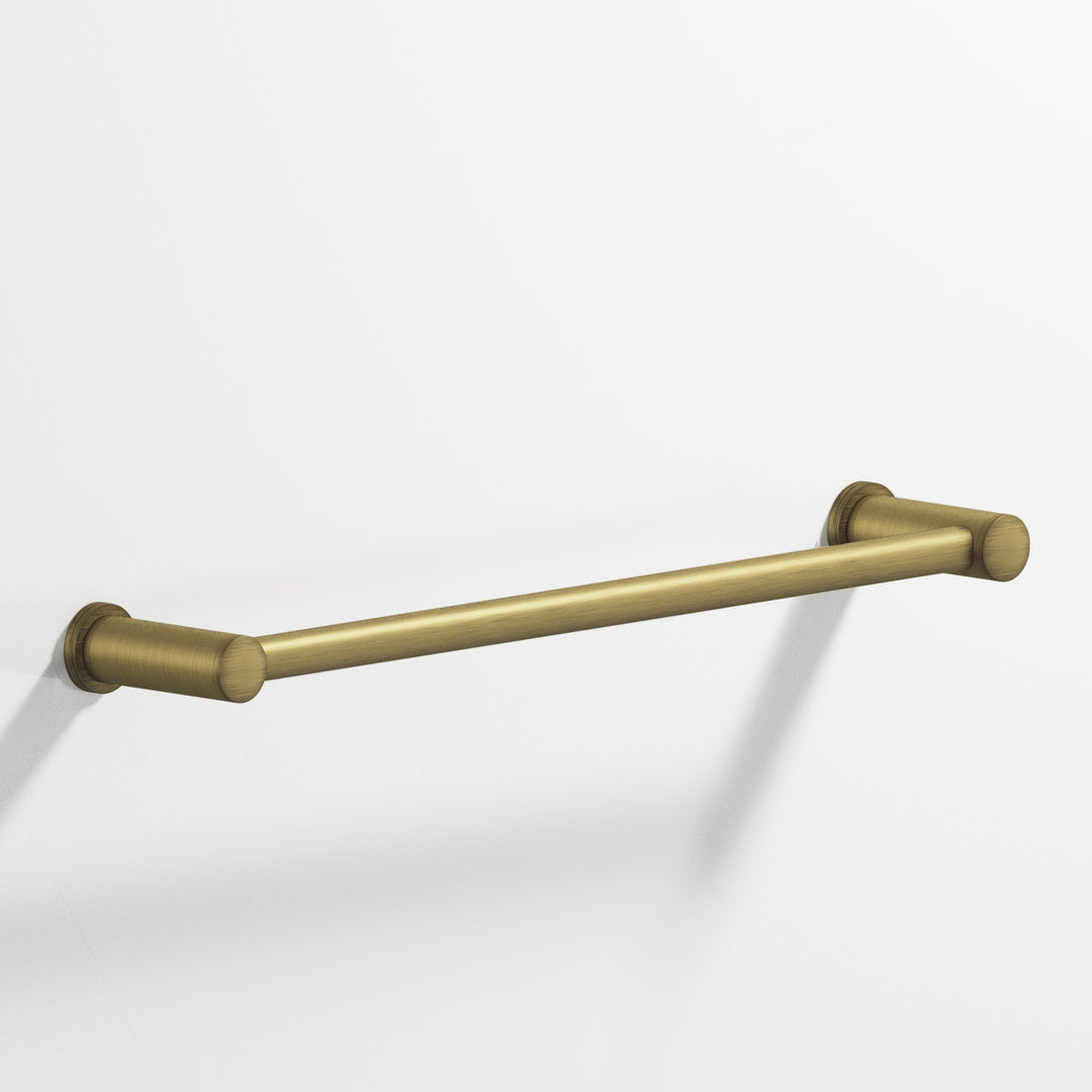 Colonial Bronze 44 Round Towel Bar fully encapsulated by round posts in Matte Antique Satin Brass