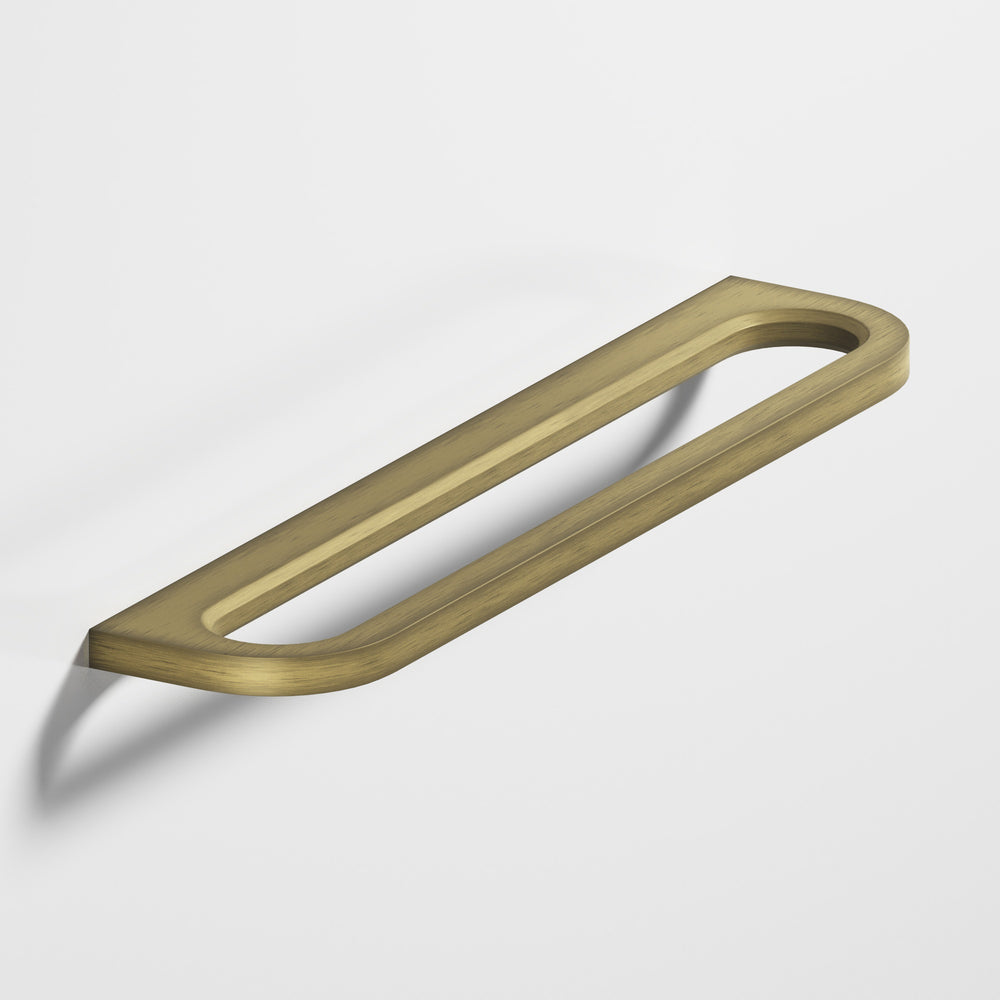 Colonial Bronze 881 Rounded front racetrack Cabinet Pull in Matte Antique Satin Brass