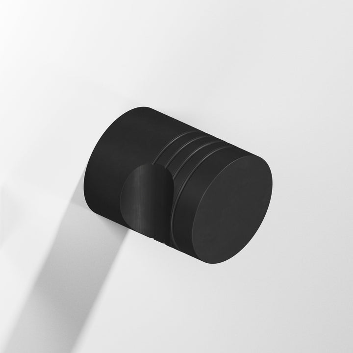 Colonial Bronze 104 Round grooved Cabinet Knob in Matte Satin Black