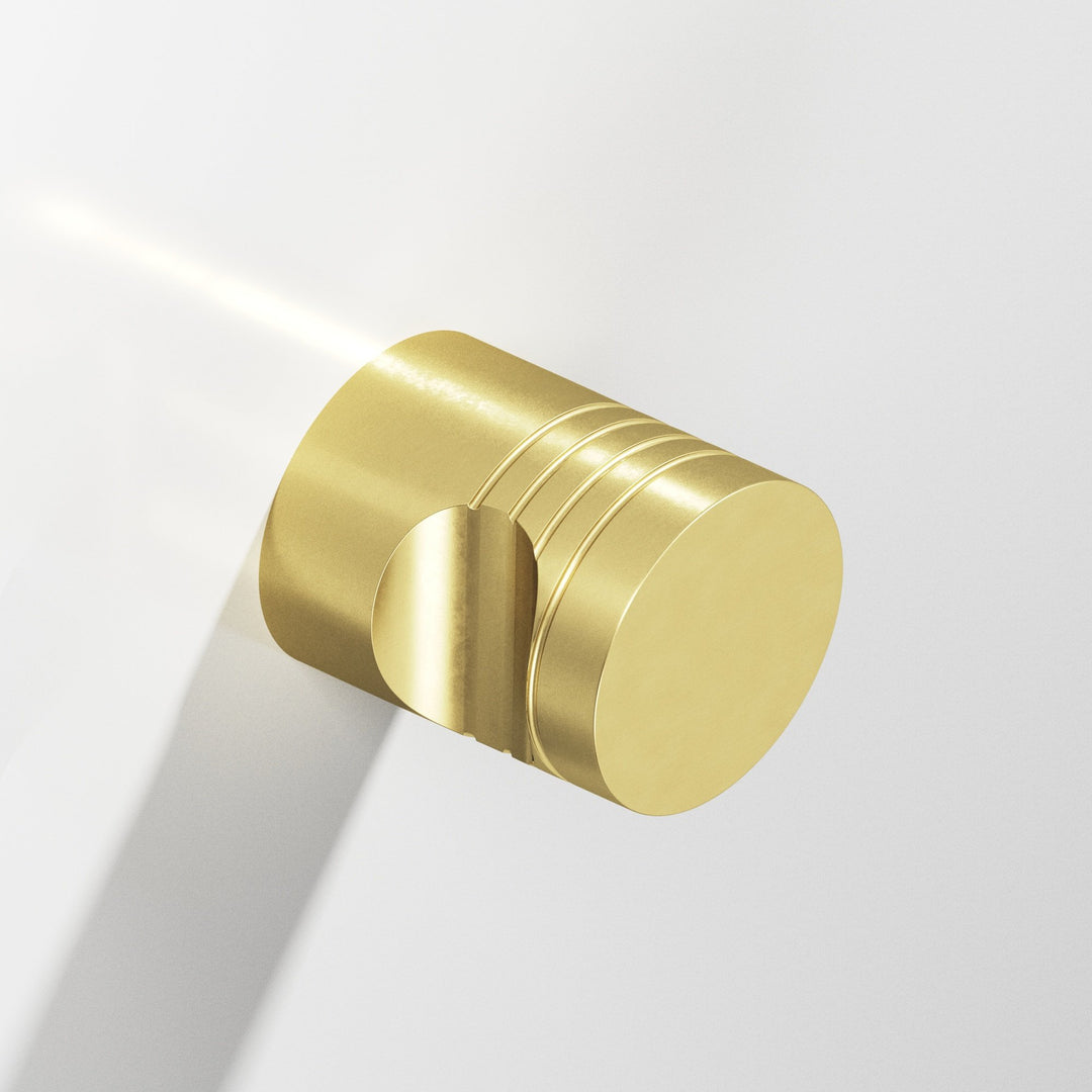 Colonial Bronze 105 Round grooved Cabinet Knob in Matte Satin Brass
