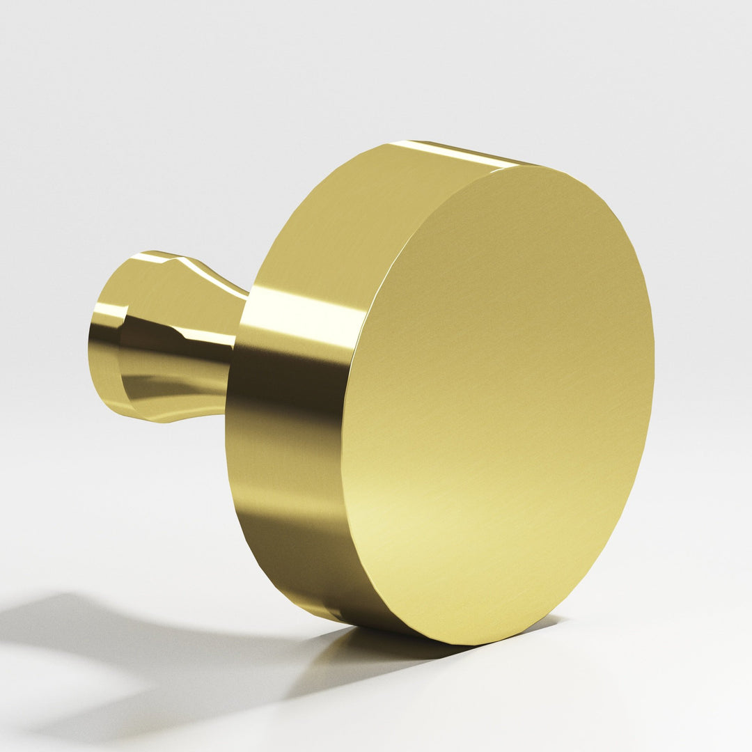 Colonial Bronze 110 Round Cabinet Knob with flared post in Unlacquered Polished Brass